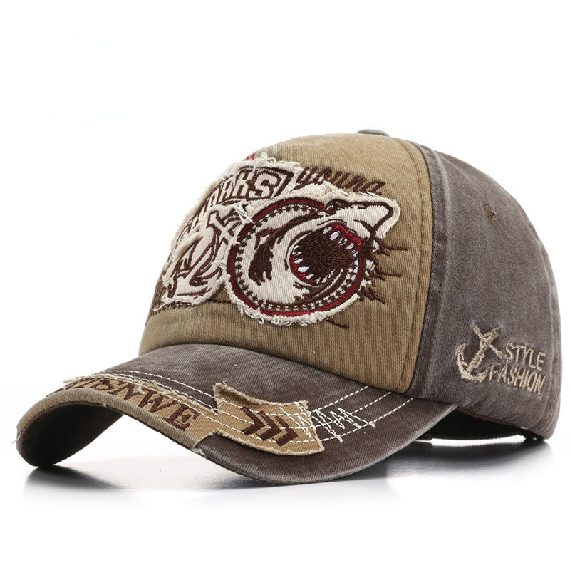Wholesale Cotton Embroidered Shark Peaked Cap